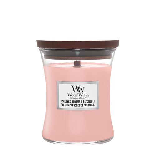 WoodWick - Medium Hourglass geurkaars - Pressed Blooms & Patchouli - Tot 60 branduren