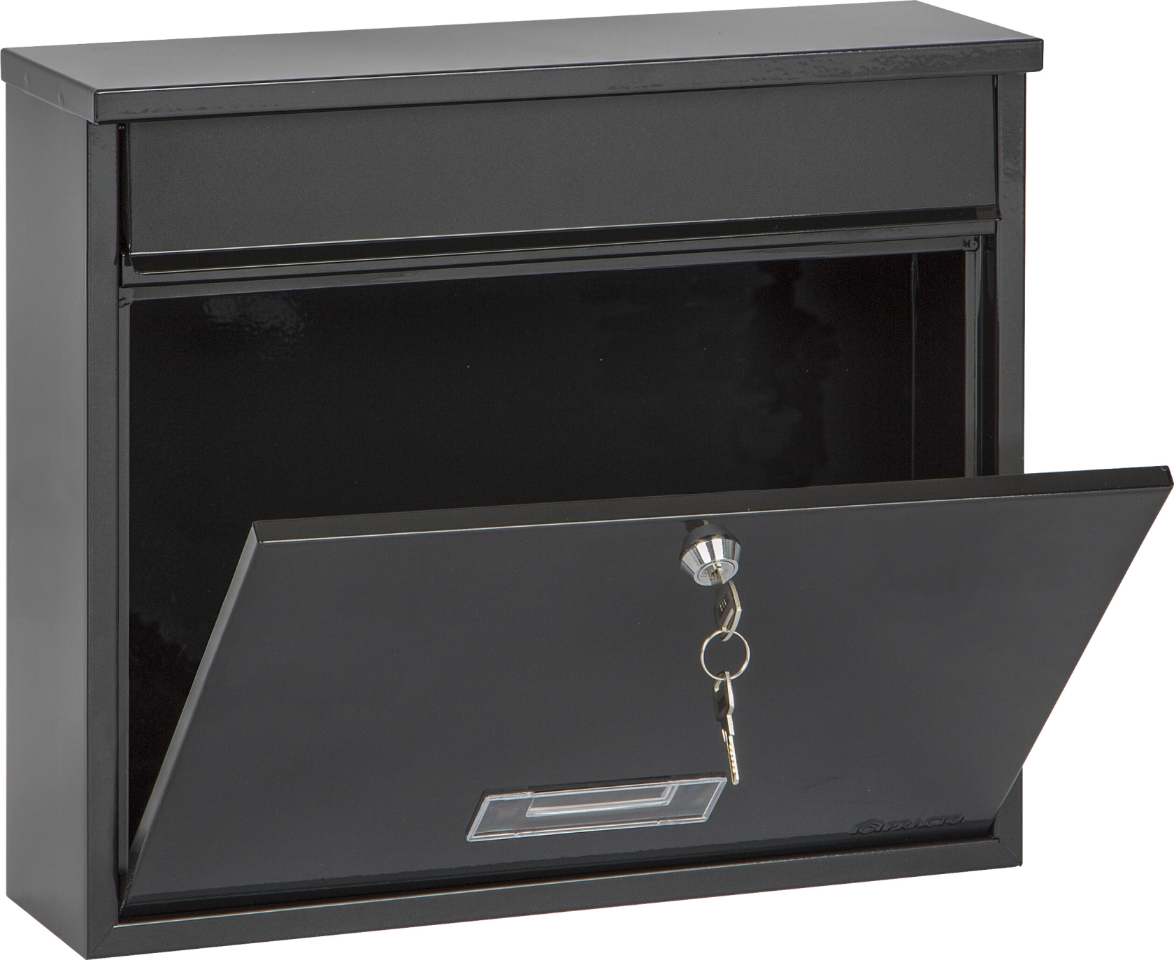 Practo Garden mailbox Oxford - black - in painted steel - 10x36x31cm - RAL 7020 MAT