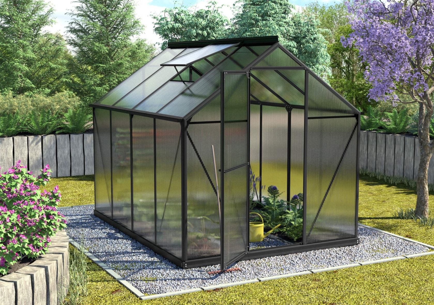 Vitavia Triton serre - 5m² - met 6 mm polycarbonaat - Zwart