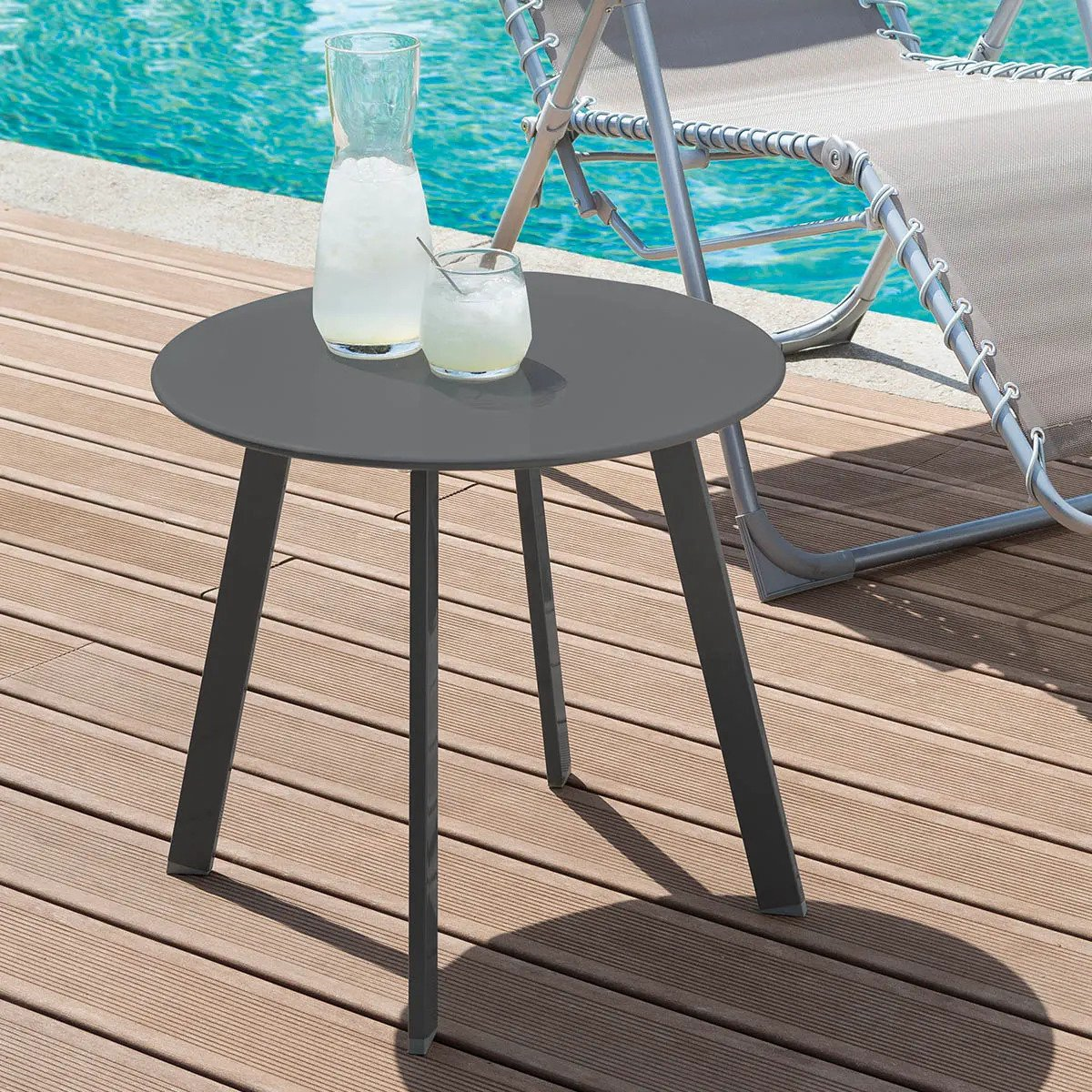 Hesperide Saona Side Table - Metal - Dark gray - D50 x H45 cm - For outdoors