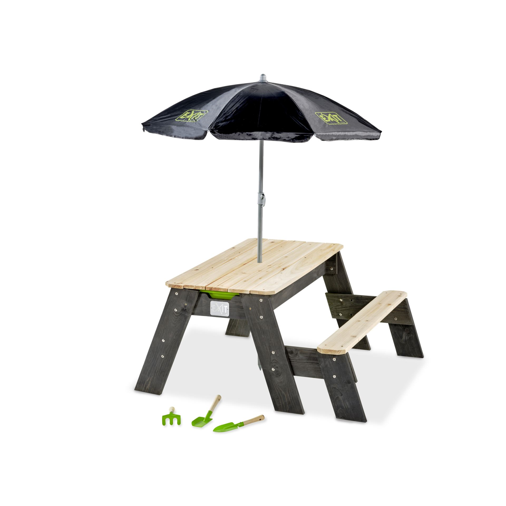 EXIT Aksent sand, water and picnic table (1 bench) with parasol and garden tools