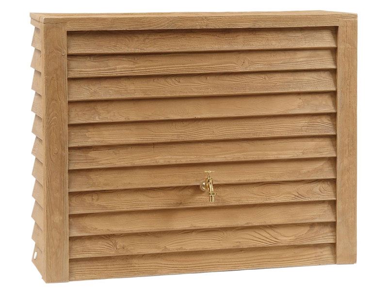 Garantia woody licht hout licht hout - Regenton muurmodel - 40x124x100cm - zonder kraantje - 350 liter