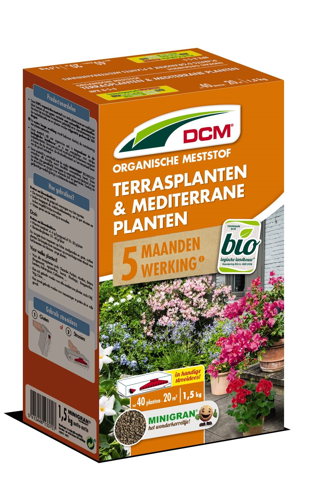 DCM meststof voor terrasplanten & mediterrane planten - 1,5kg - Bio