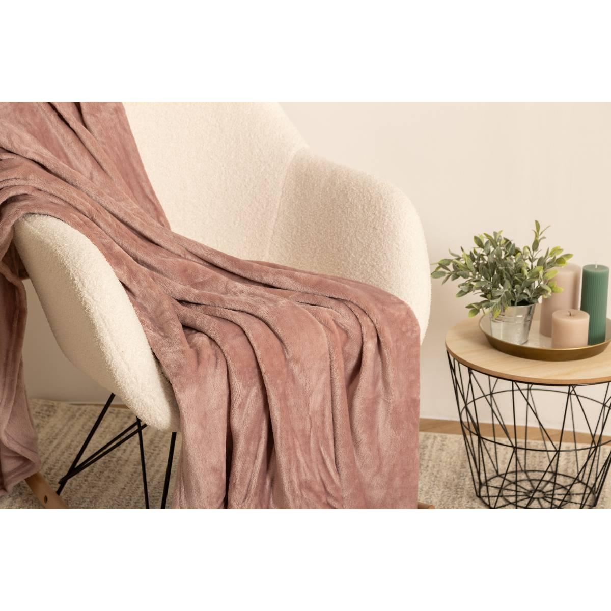 Plaid-Flanel-Uni-130x180cm-Roze