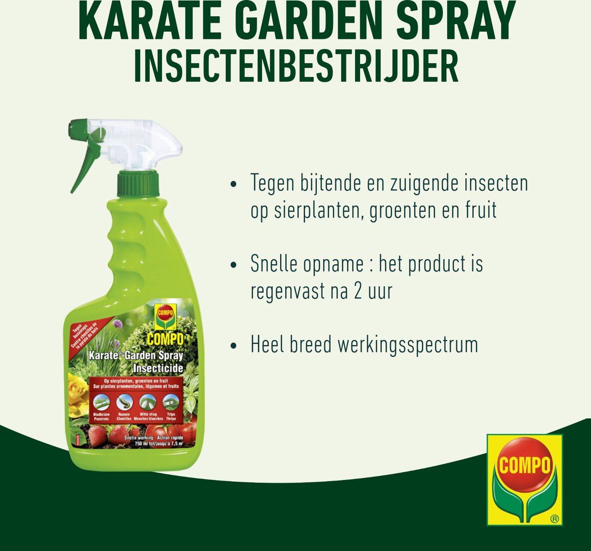 Compo Karate Garden Spray - 750ml voor 7,5m² - tegen bijtende en zuigende insecten