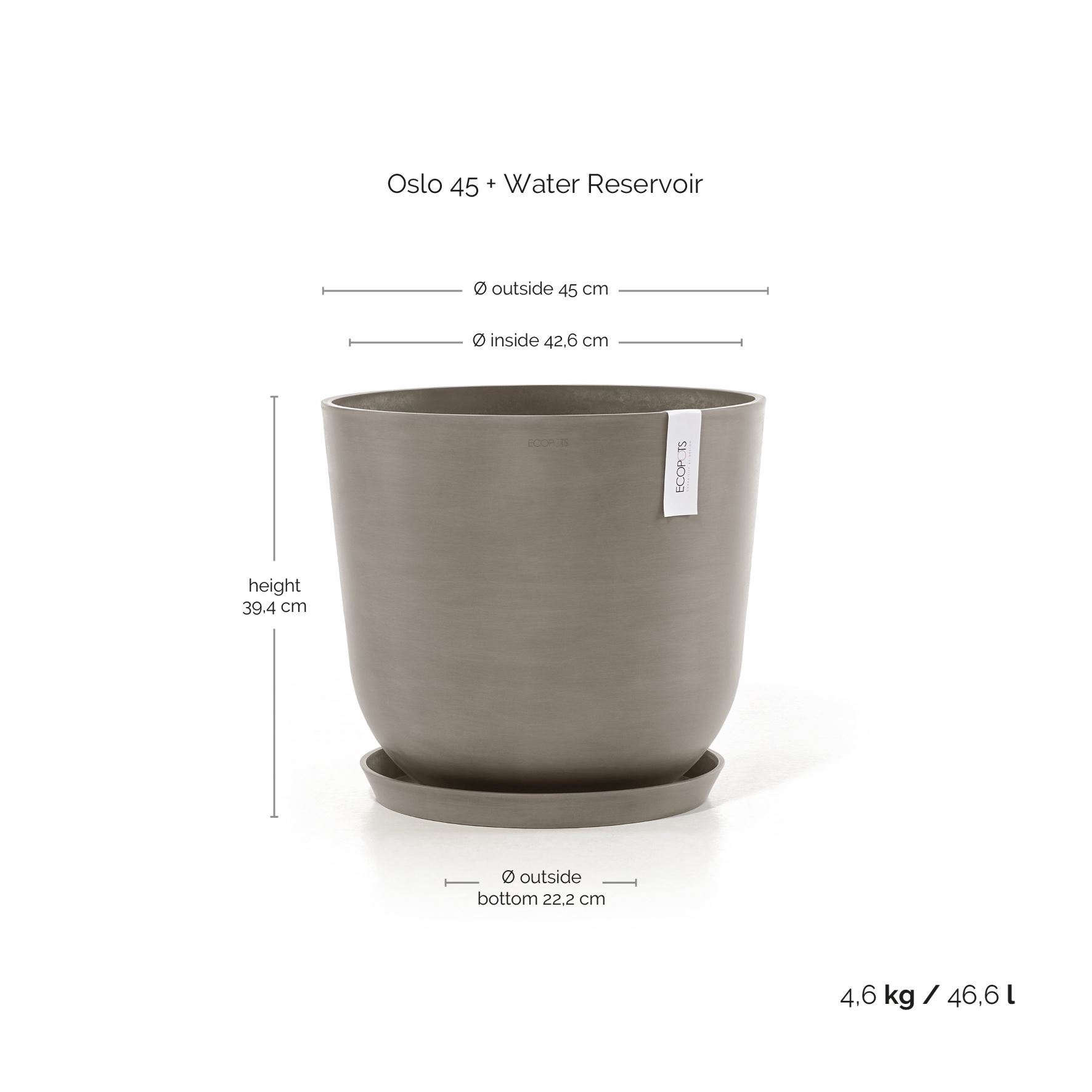 Ecopots-oslo-taupe-45-cm-H39-2-cm-incl-waterreservoir