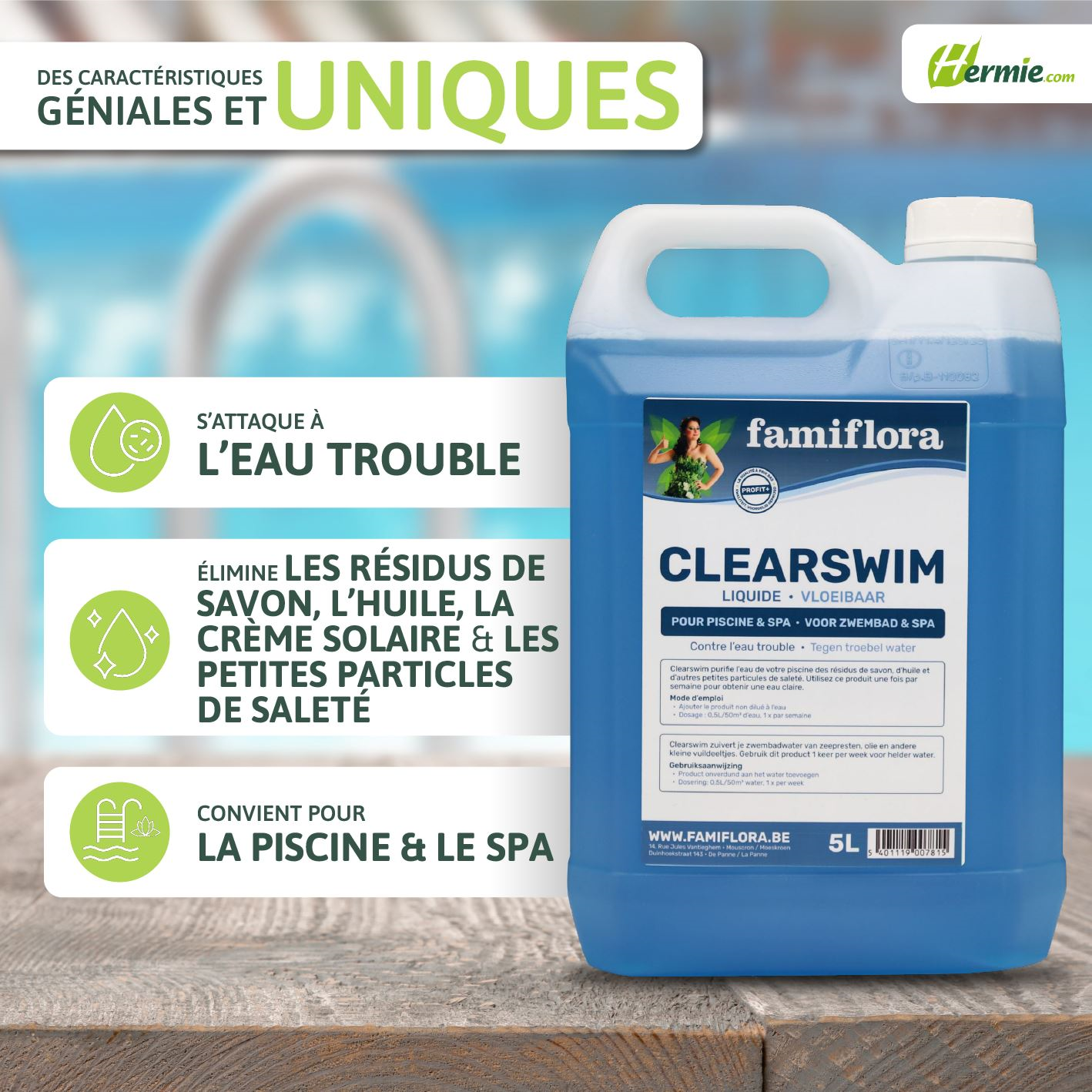 Famiflora Clearswim vloeibaar 5L - tegen troebel water!