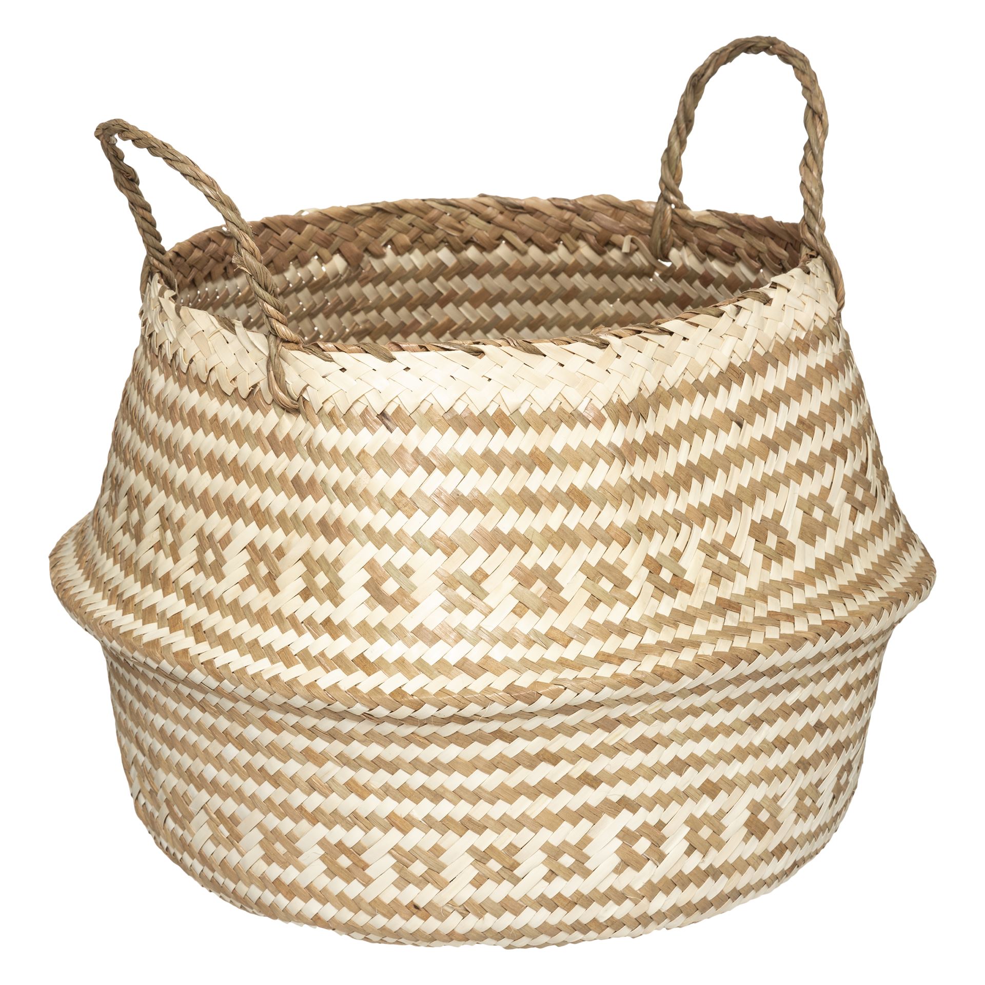 Atmosphera wit Opvouwbare Rieten Mand met Handvatten - H. 39 cm