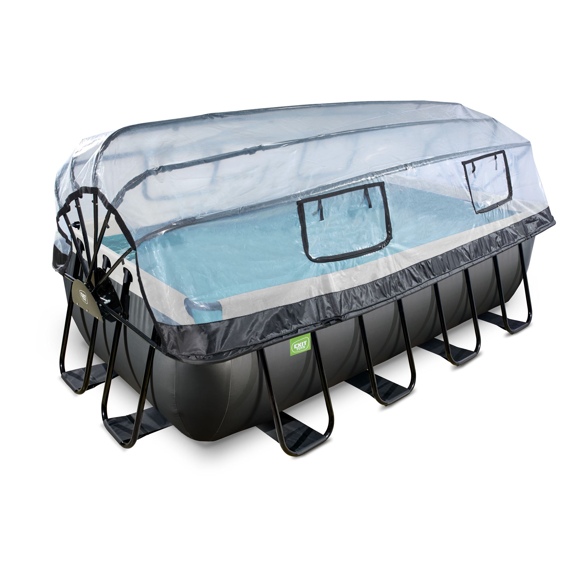 EXIT Piscine hors-sol en cuir noir - rectangulaire - L400 x L200 x H100 cm