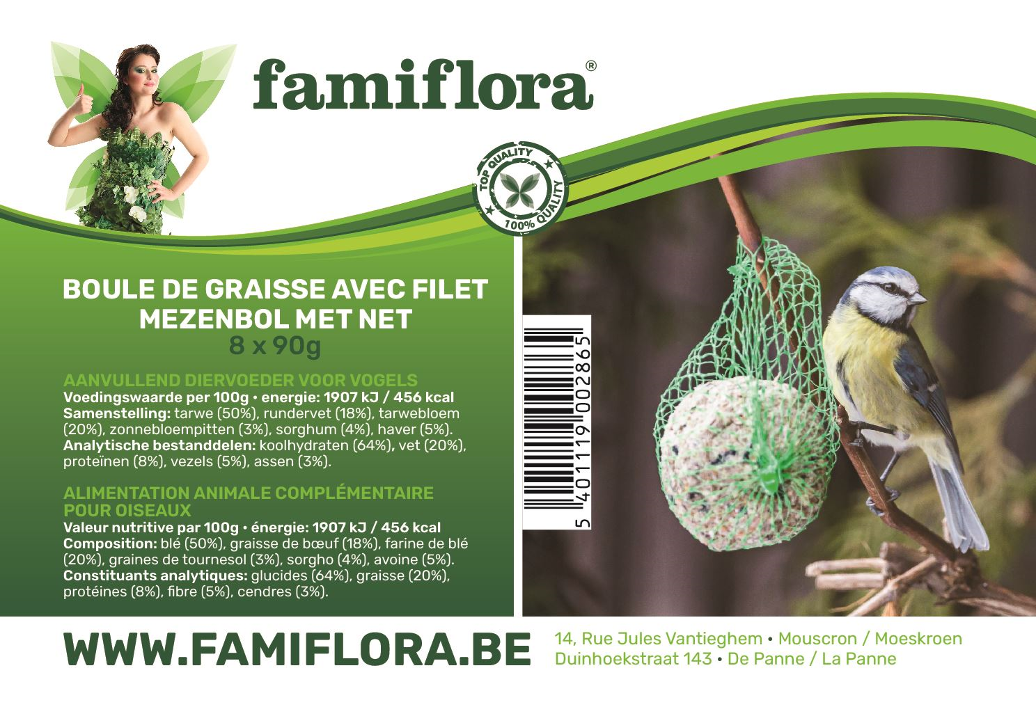 Famiflora Set of 8 suet balls with net - 8x90g