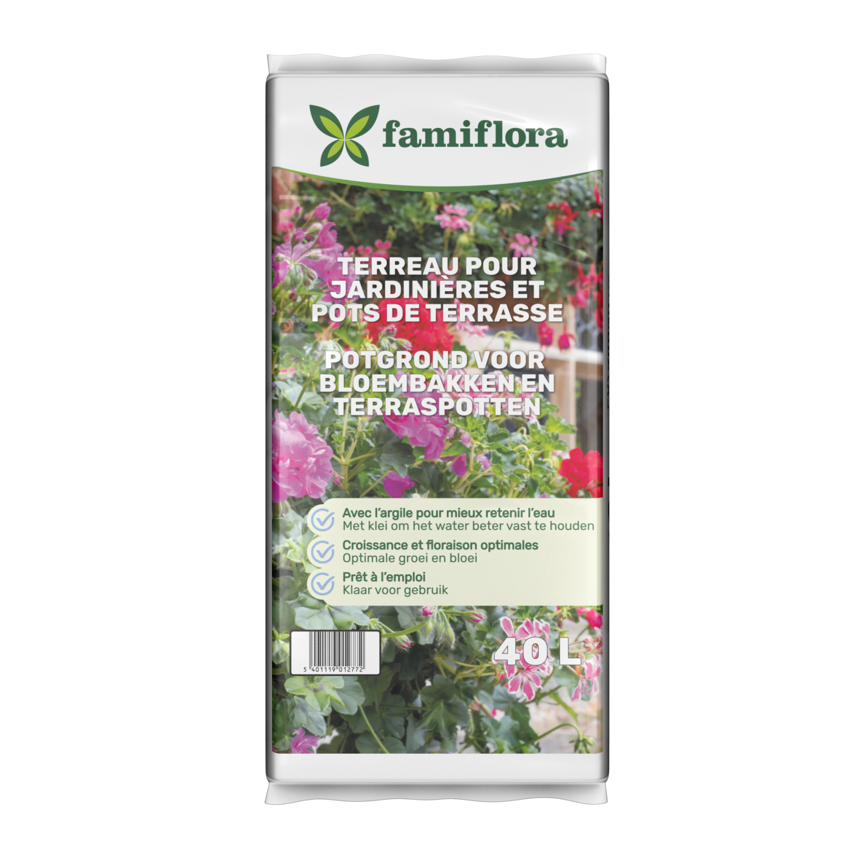 Famiflora Potting Soil Flower Boxes 40L - Rich in Nutrition - For Flowers and Ornamental Plants - Airy & Nutritious