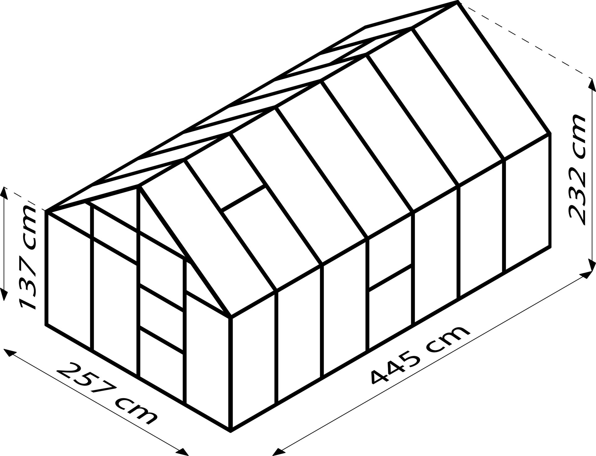 Meridian-1-11500-HKP4mm-zwart-Polycarbonaat-serre-Vrijstaand-B254-4-x-L441-x-H231-8-cm