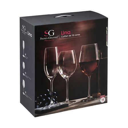 Secret de Gourmet Lina Glazenset - 18-delig - Transparant - Glas