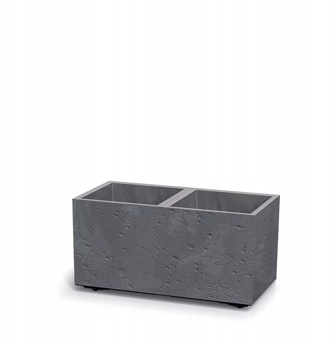 Pot de fleurs rectangulaire Sierra Case - Effet béton - Marengo