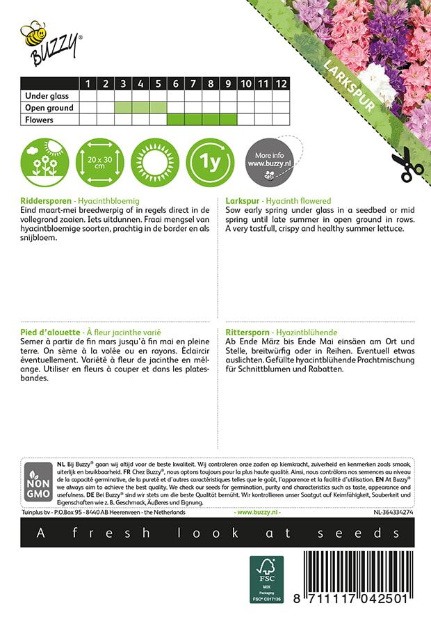 Buzzy-Delphinium-Ridderspoor-gemengd