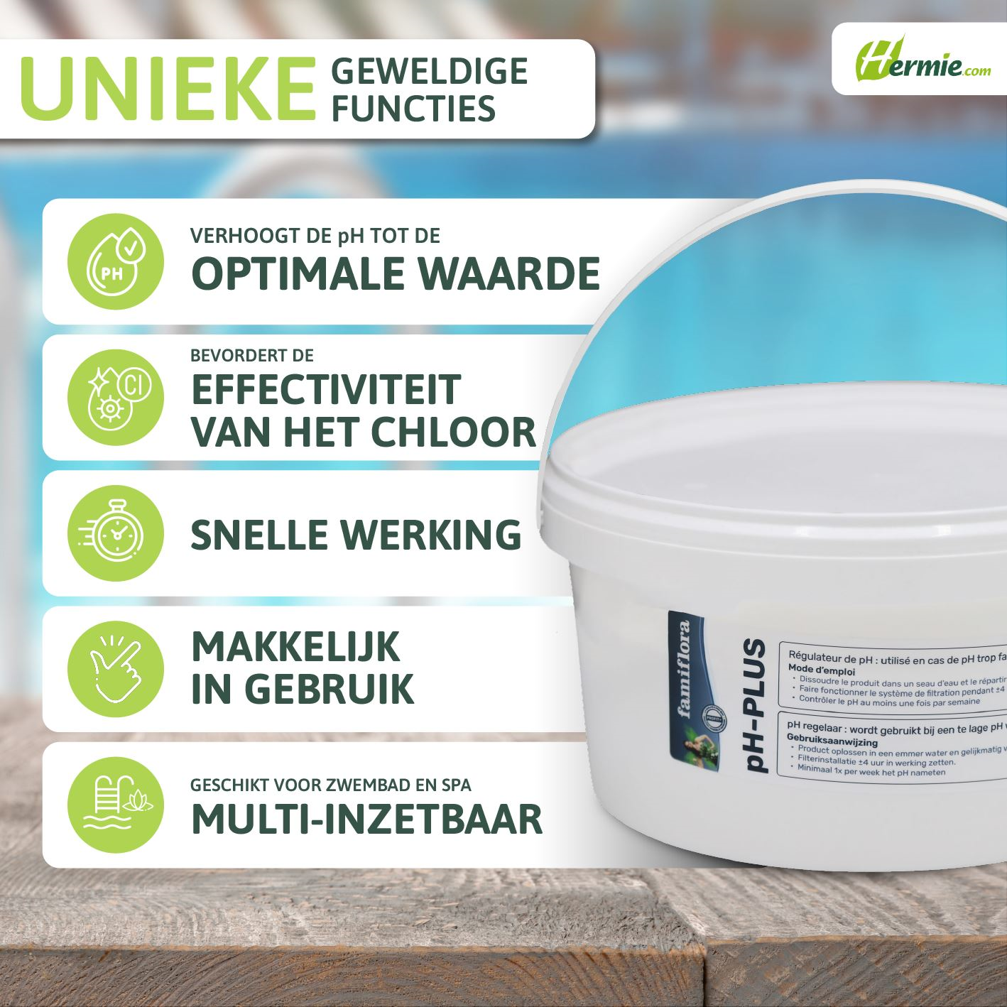 Famiflora pH-plus poeder 3kg - verhoogt de pH-waarde van je zwembad of spa!
