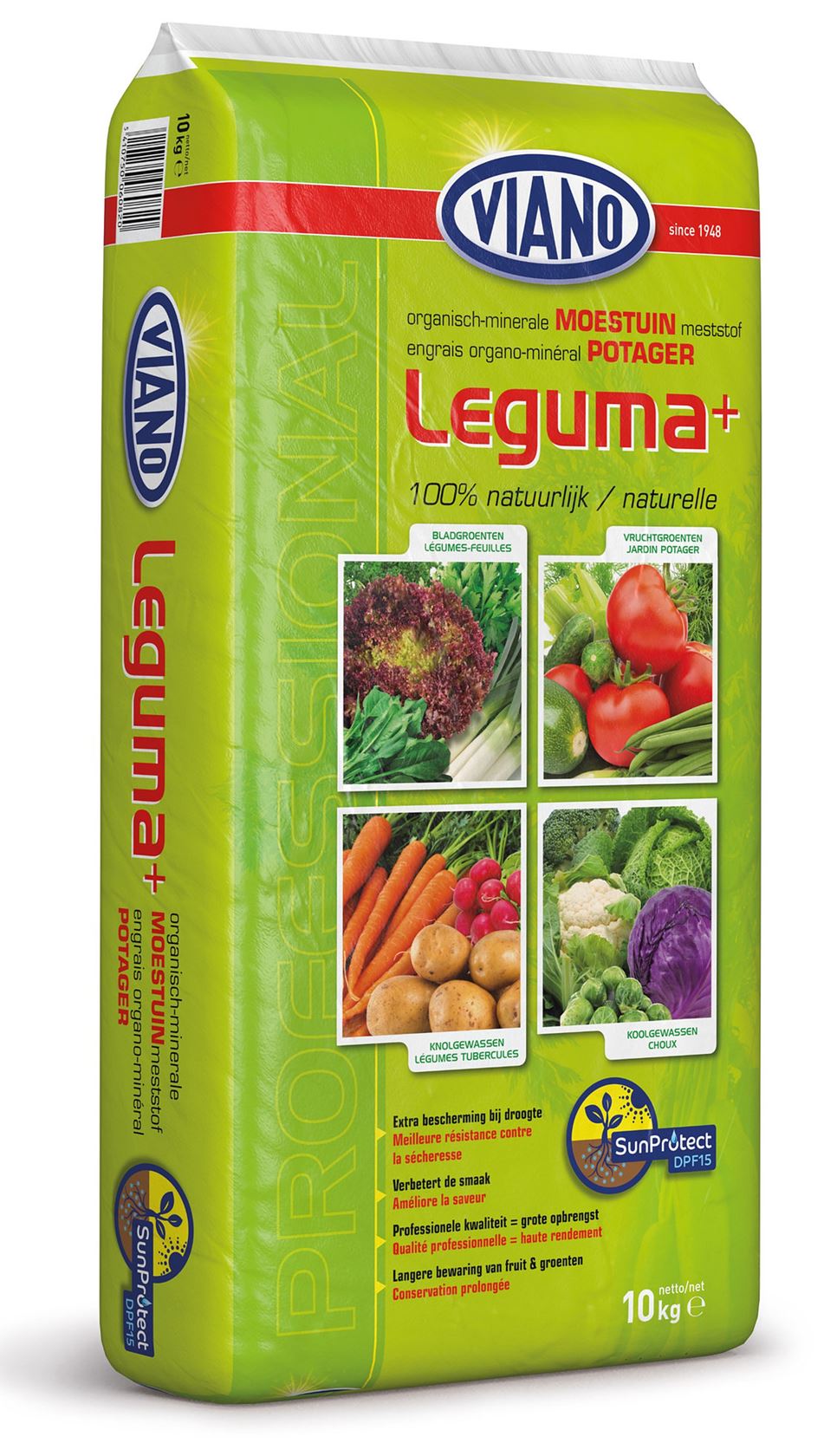 Viano Leguma+ meststof voor de moestuin 10 kg voor 100 m² - met SunProtect DPF 15