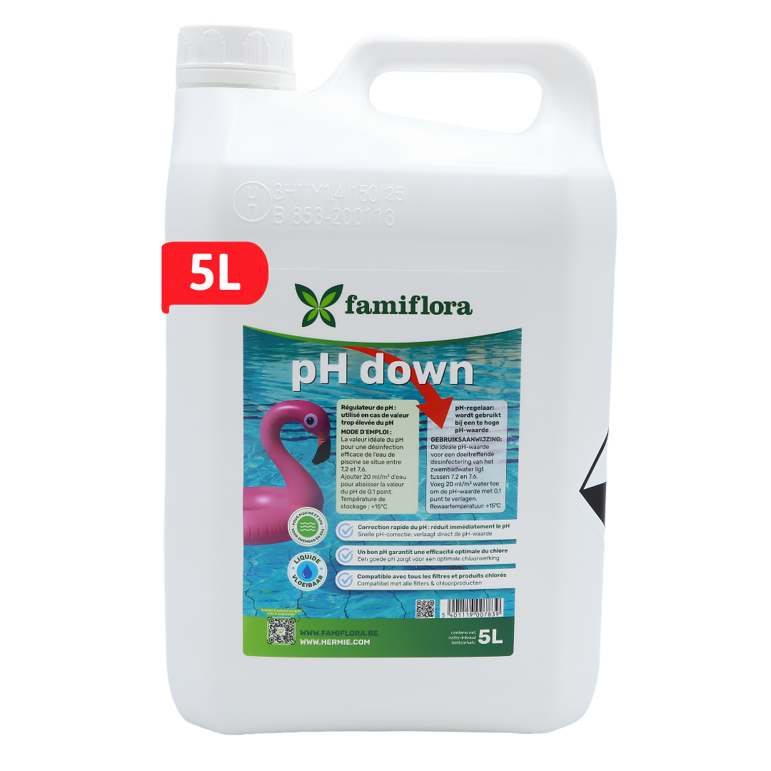 Famiflora pH down liquid 5L - lowers the pH level of your pool or spa!