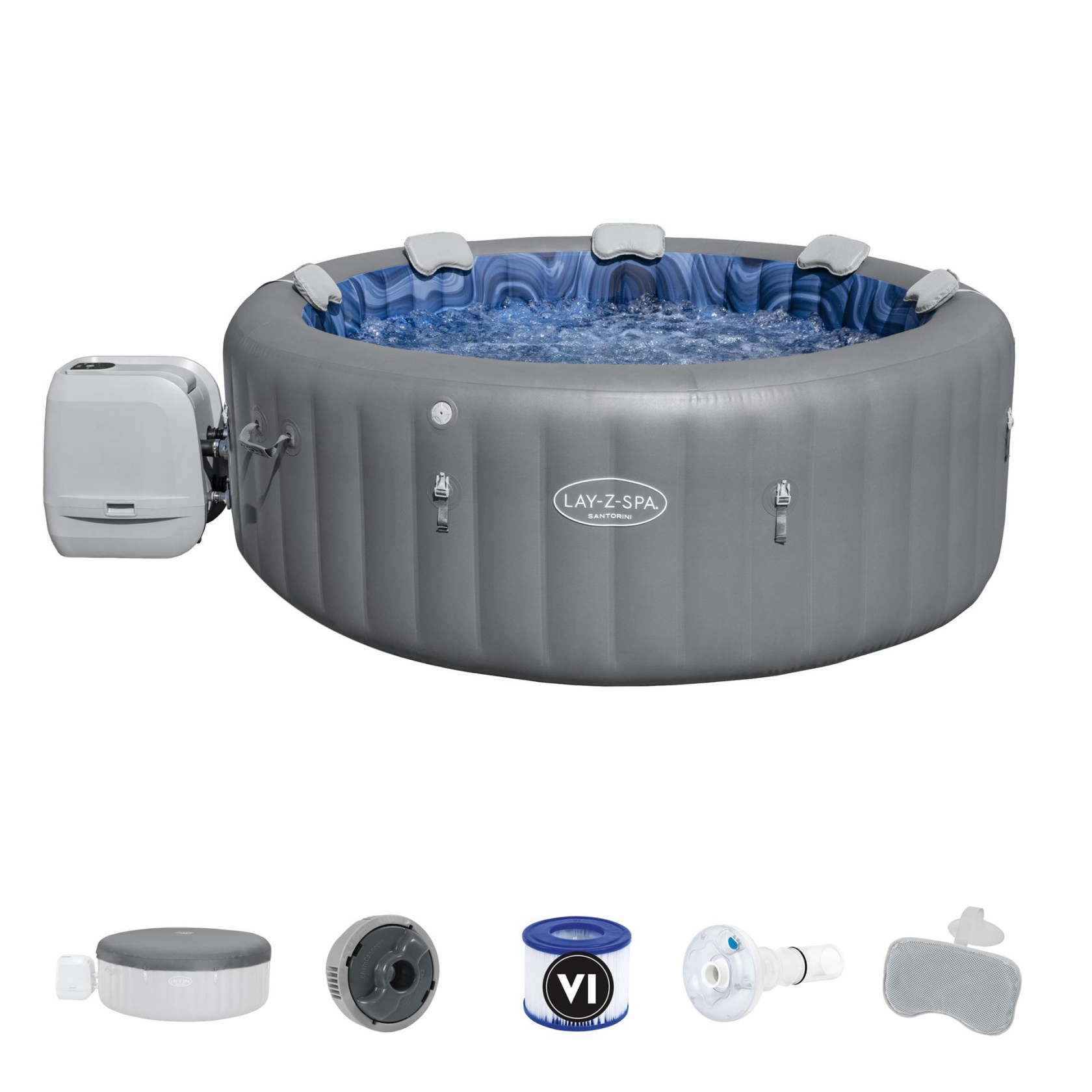 Bestway Lay-Z-Spa Santorini Energy-Efficient Smart HydroJet Pro - 5-7 personen - energiezuinig!