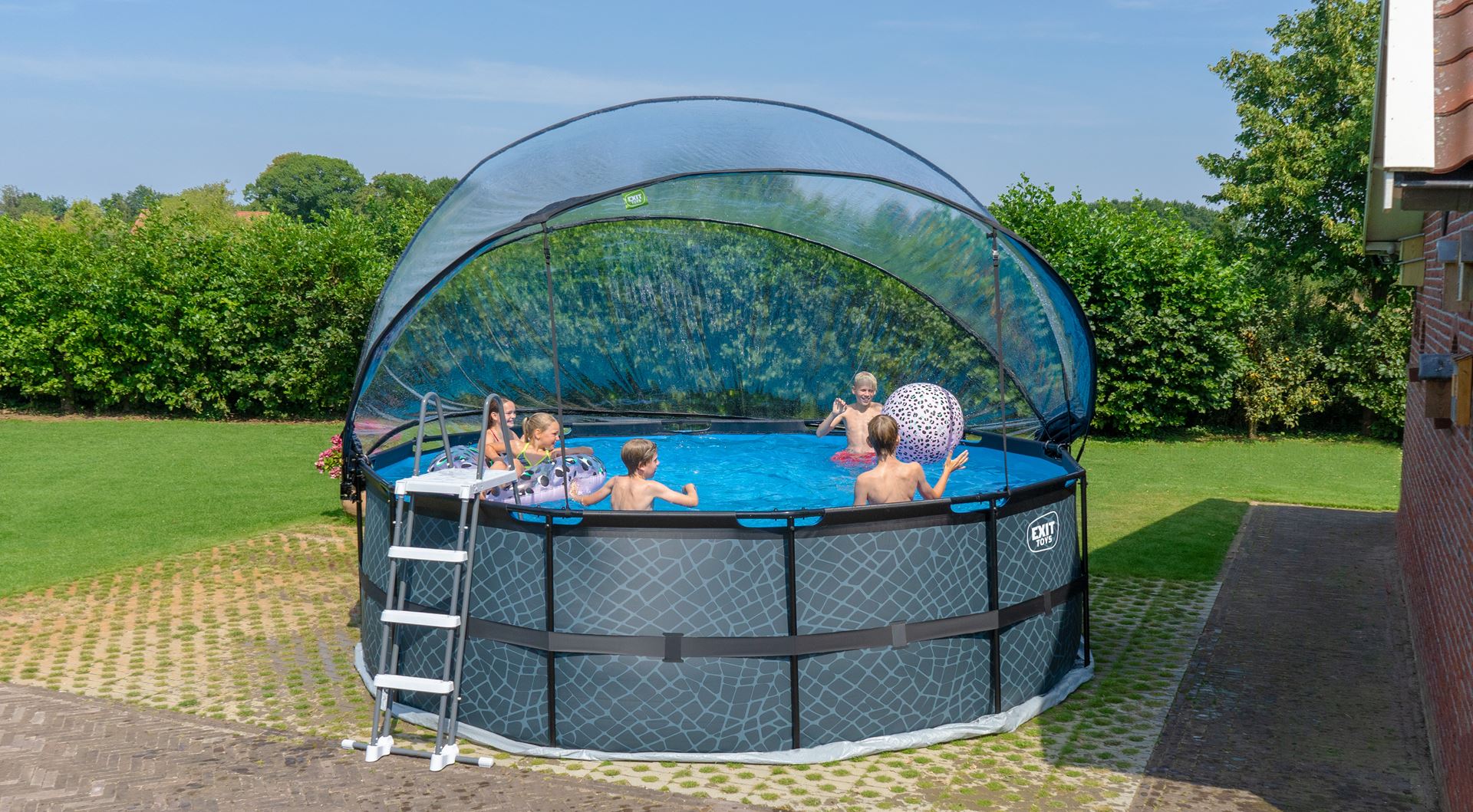 EXIT-Stone-zwembad-450x122cm-met-zandfilterpomp-en-overkapping-en-warmtepomp-grijs