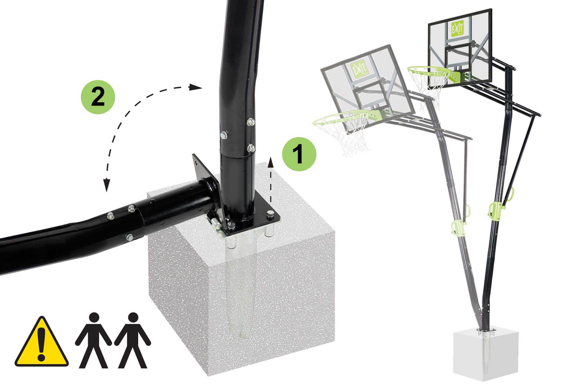 EXIT-Galaxy-basketbalbord-voor-grondmontage-met-dunkring-groen-zwart