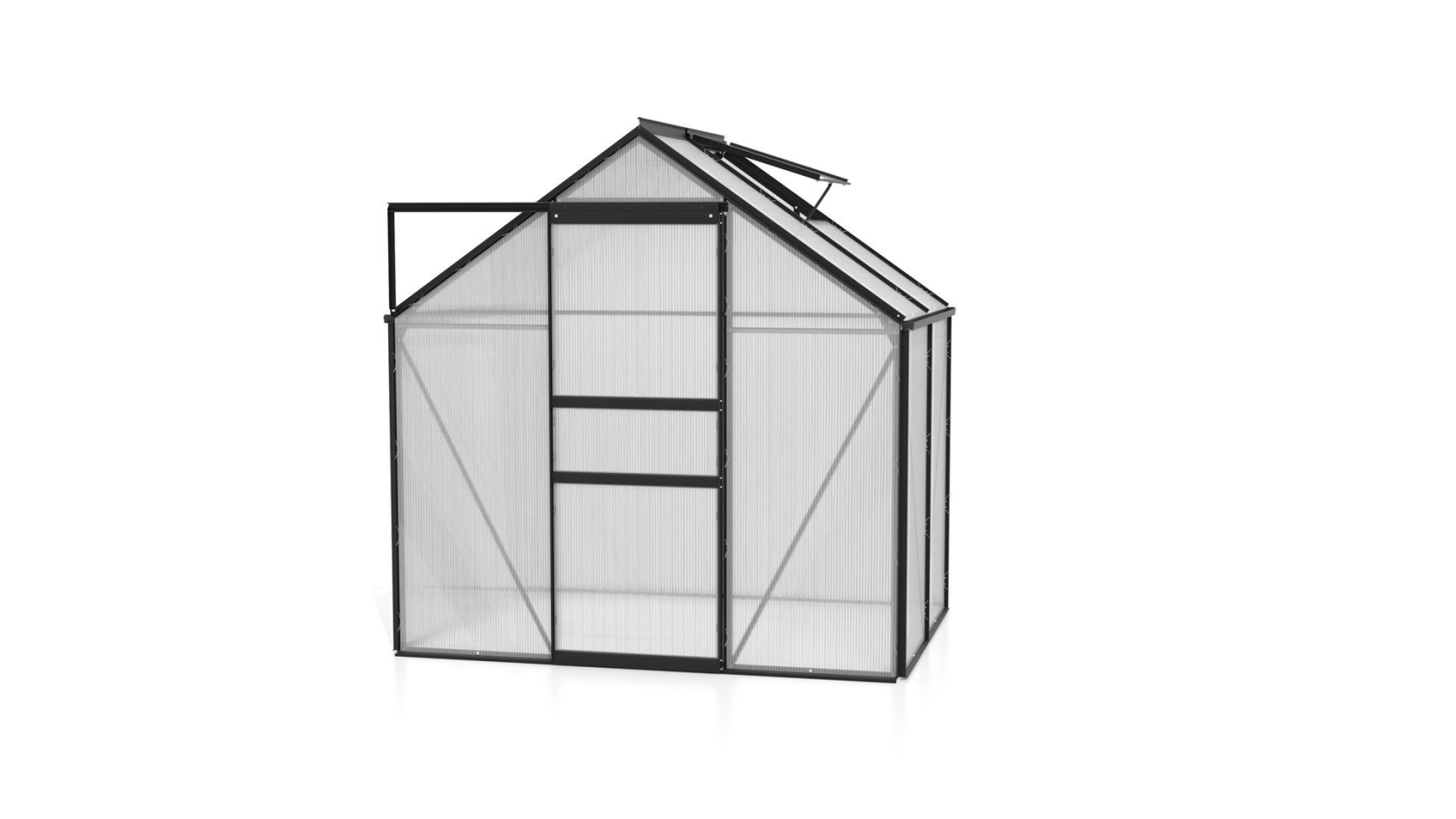 Serre Vitavia Venus 2.5m² avec polycarbonate 6mm - Noir - Avec porte coulissante simple (B61 cm) et fondation