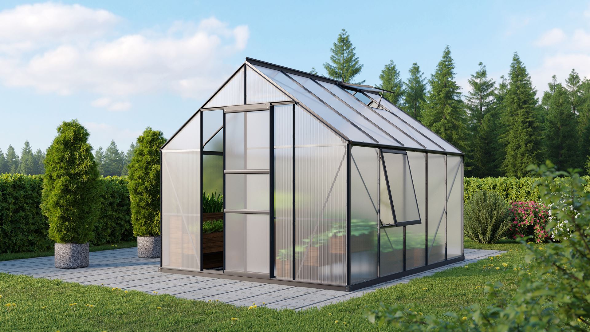 Meridian-1-8300-HKP6mm-zwart-Polycarbonaat-serre-Vrijstaand-B254-4-x-L316-6-x-H231-8-cm