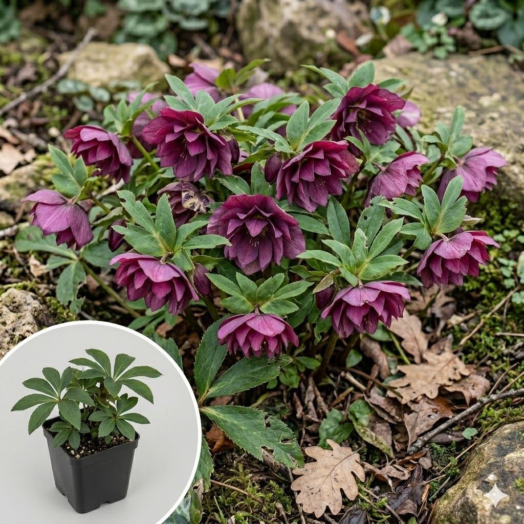 Helleborus-orientalis-Double-Ellen-Purple-pot-9x9-cm