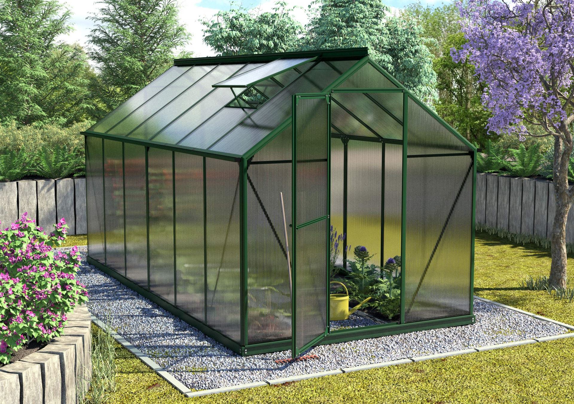 Triton-7500-HKP-4mm-donkergroen-Polycarbonaat-serre-Vrijstaand-B190-4-x-L376-5-x-H208-cm