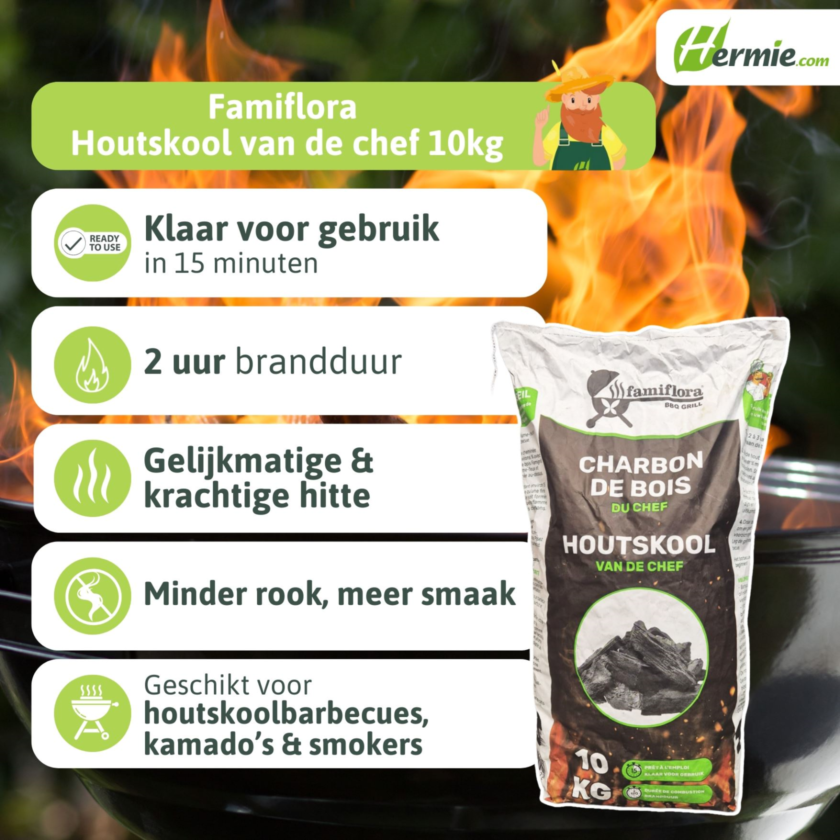 Famiflora - Chef's Famigrill charcoal 10kg - professional quality