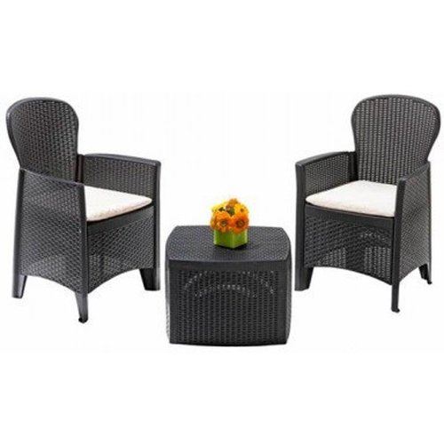 Garden set 'Florence' anthracite 5 piece: 2 chairs + side table + 2 chair cushions