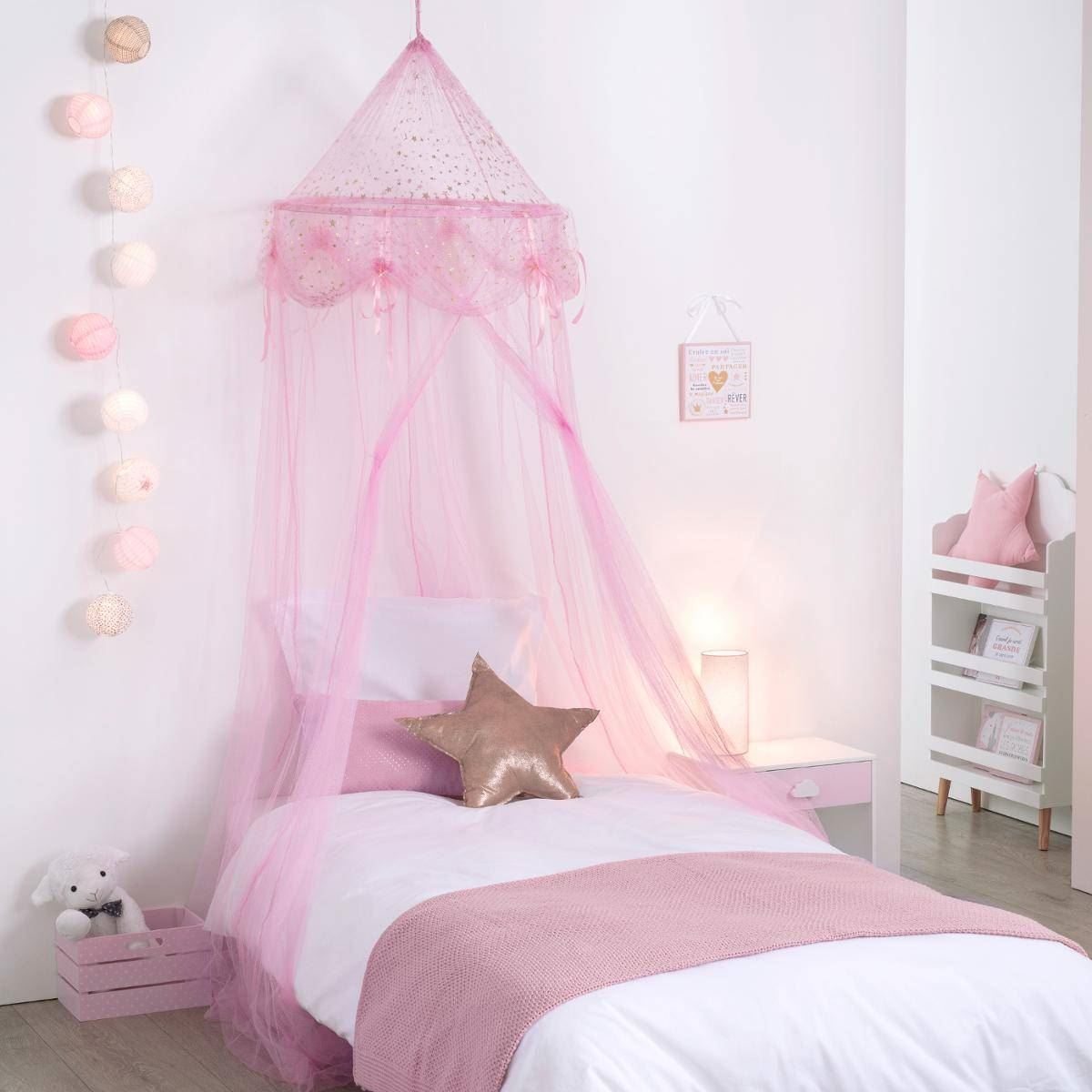 Atmosphera roze Prinsessenhemel - 60x250 cm - Niet Verduisterend - Champagnefolie Afdruk
