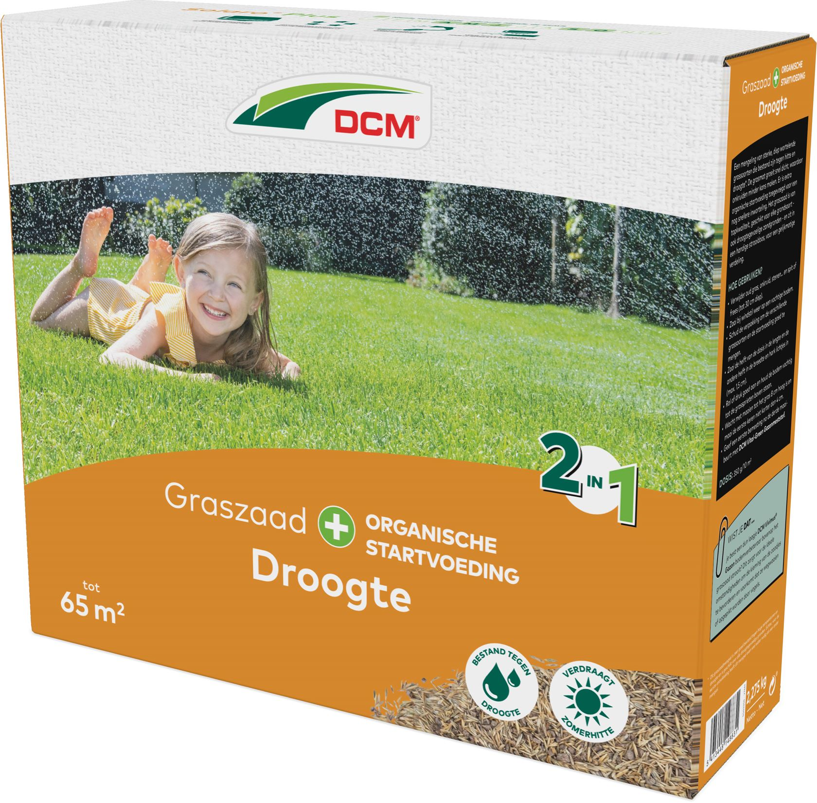 DCM graszaad 2,275kg tot 65m² - 2-in-1 Droogte Plus incl. organische startvoeding - bestand tegen hitte en droogte