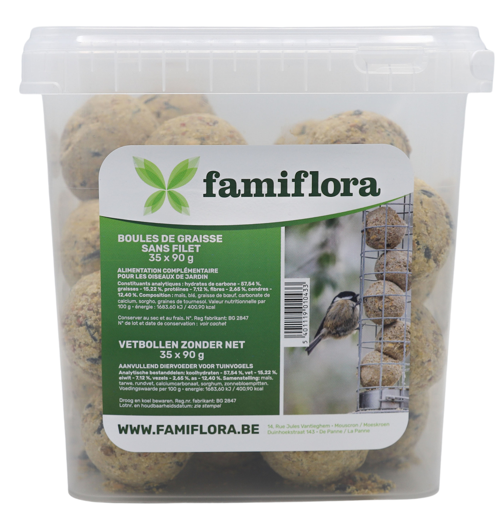 Famiflora set of 35 suet balls without net - 35 x 90g - in bucket