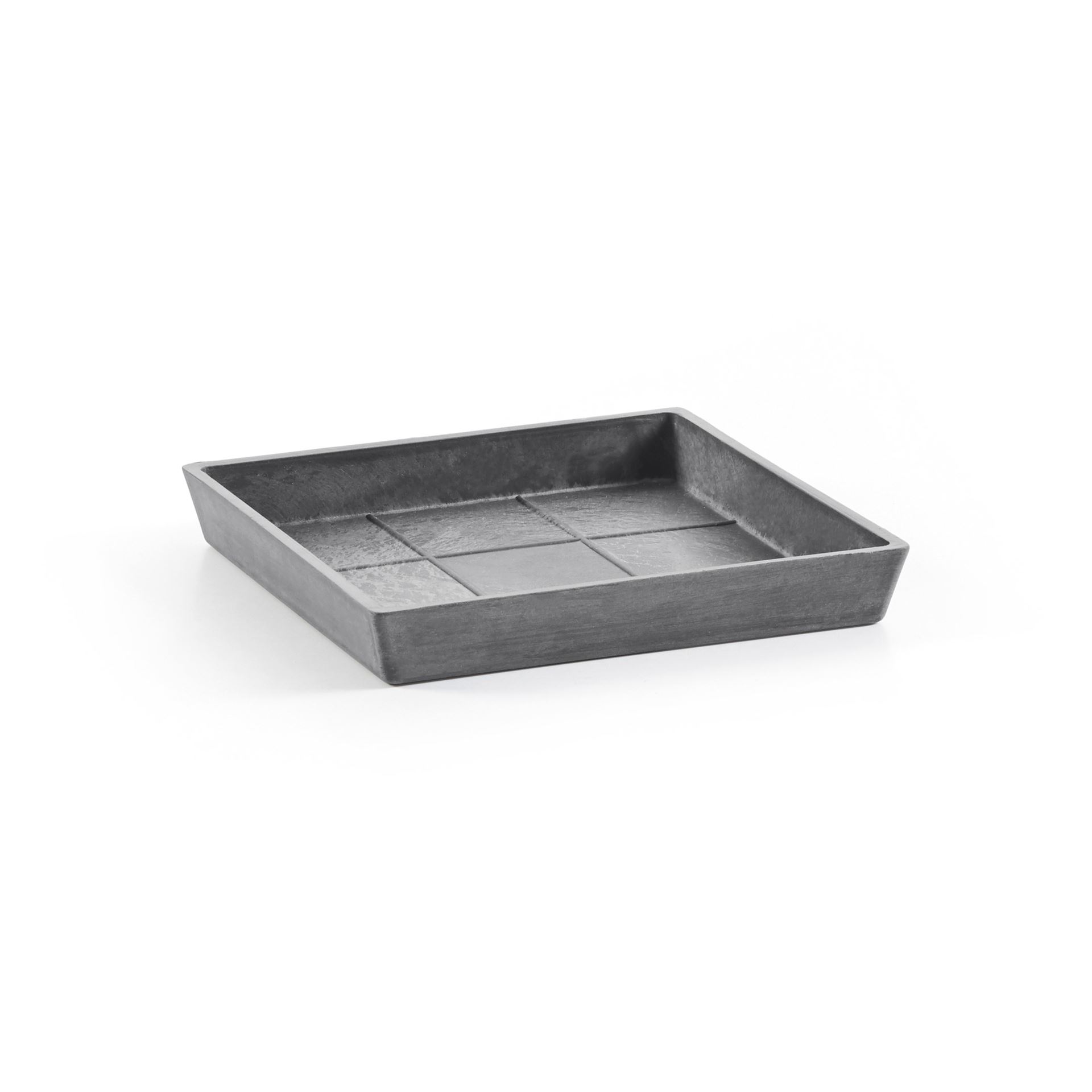 Ecopots Saucer Square - Grey - 18 x H2,5 cm - Vierkante grijze onderschotel met waterreservoir
