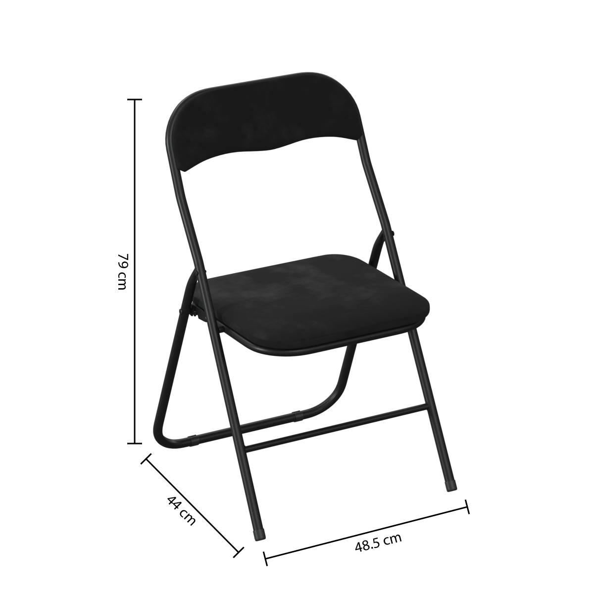Klapstoel-44x45x79cm-fluweel-zwart
