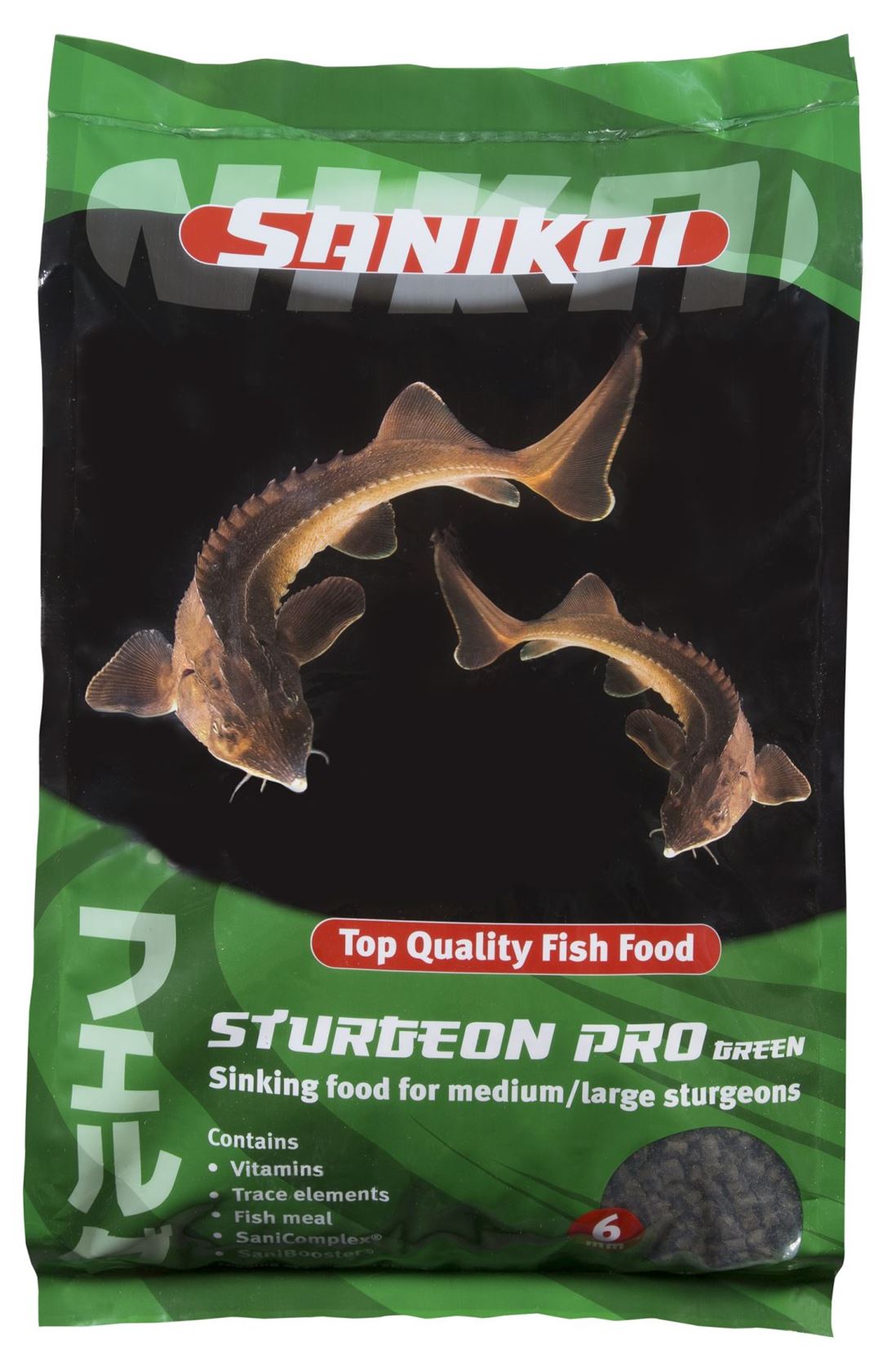 SaniKoi-Sturgeon-Pro-Green-6mm-10-l-zinkend-steurvoer-met-voedingsupplementen