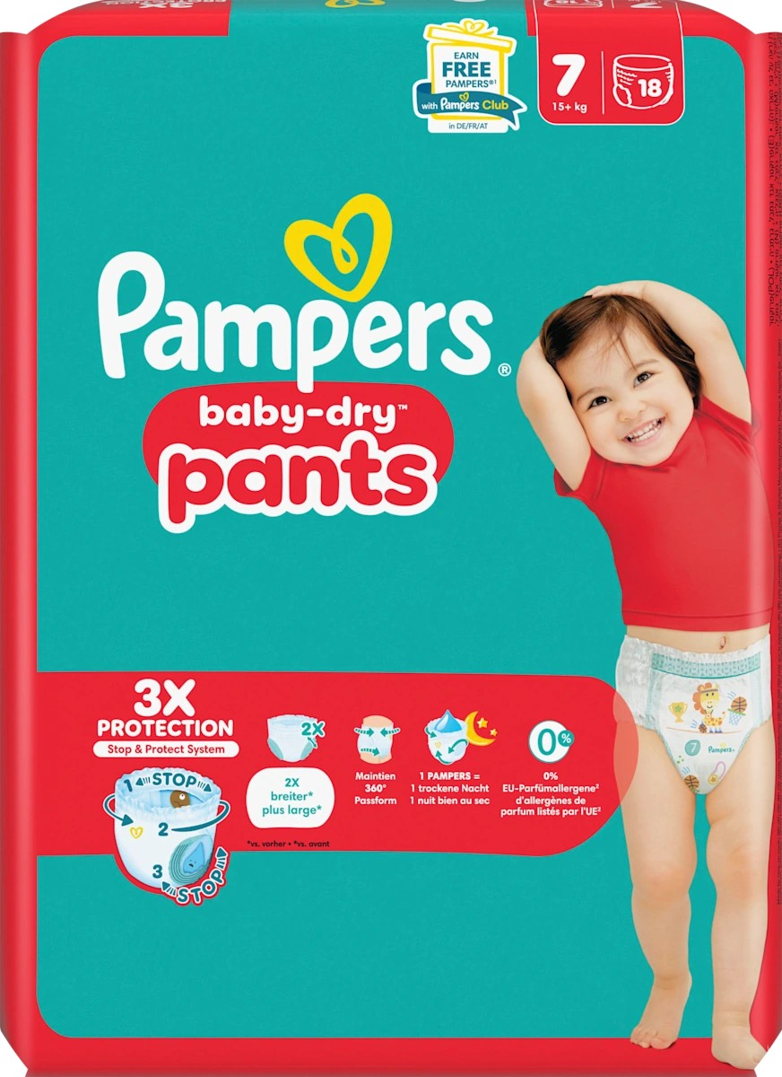 Pampers Baby-Dry Pants - Size 7 - 18 diaper pants (15+ KG)