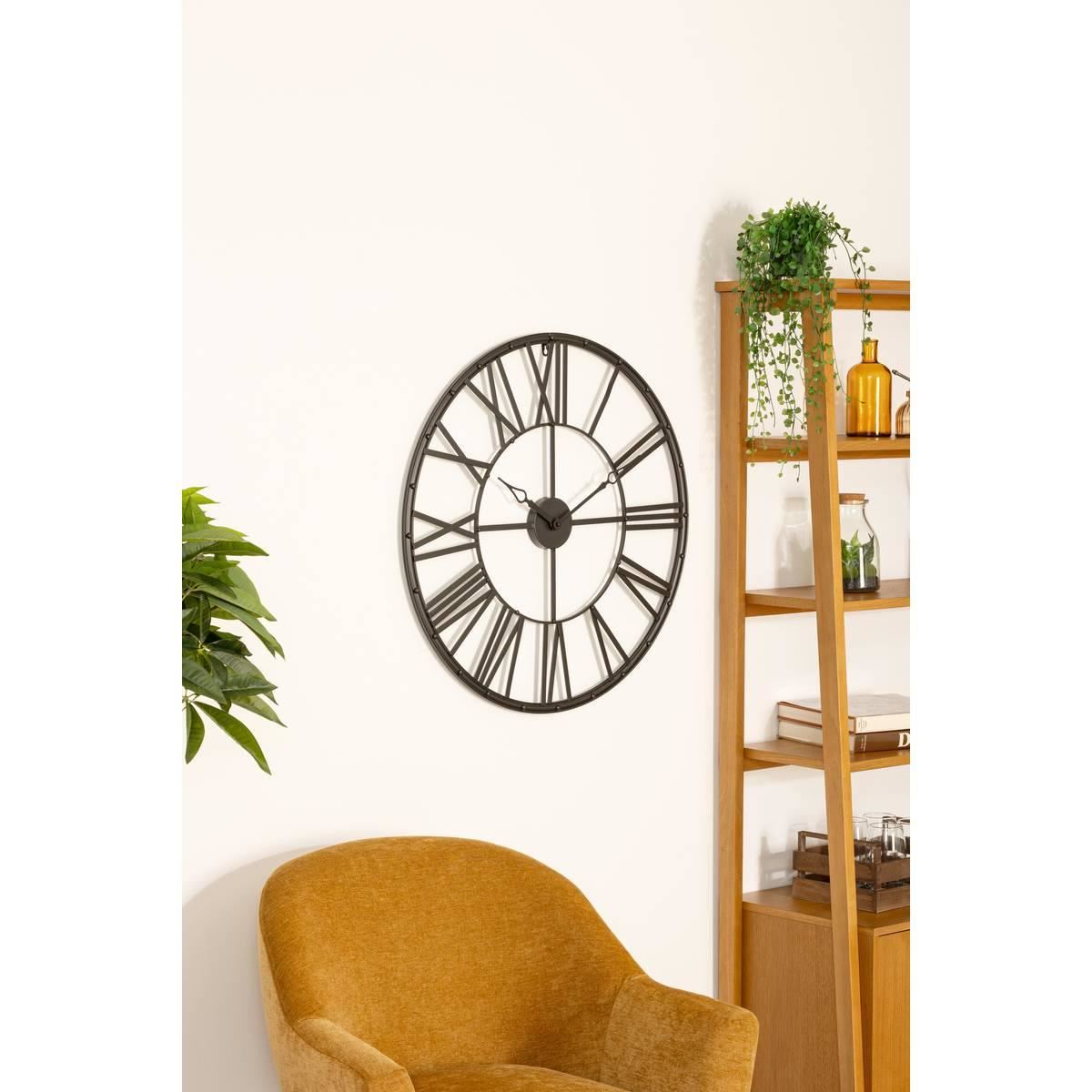 Klok-D70cm-vintage-metaal-zwart-