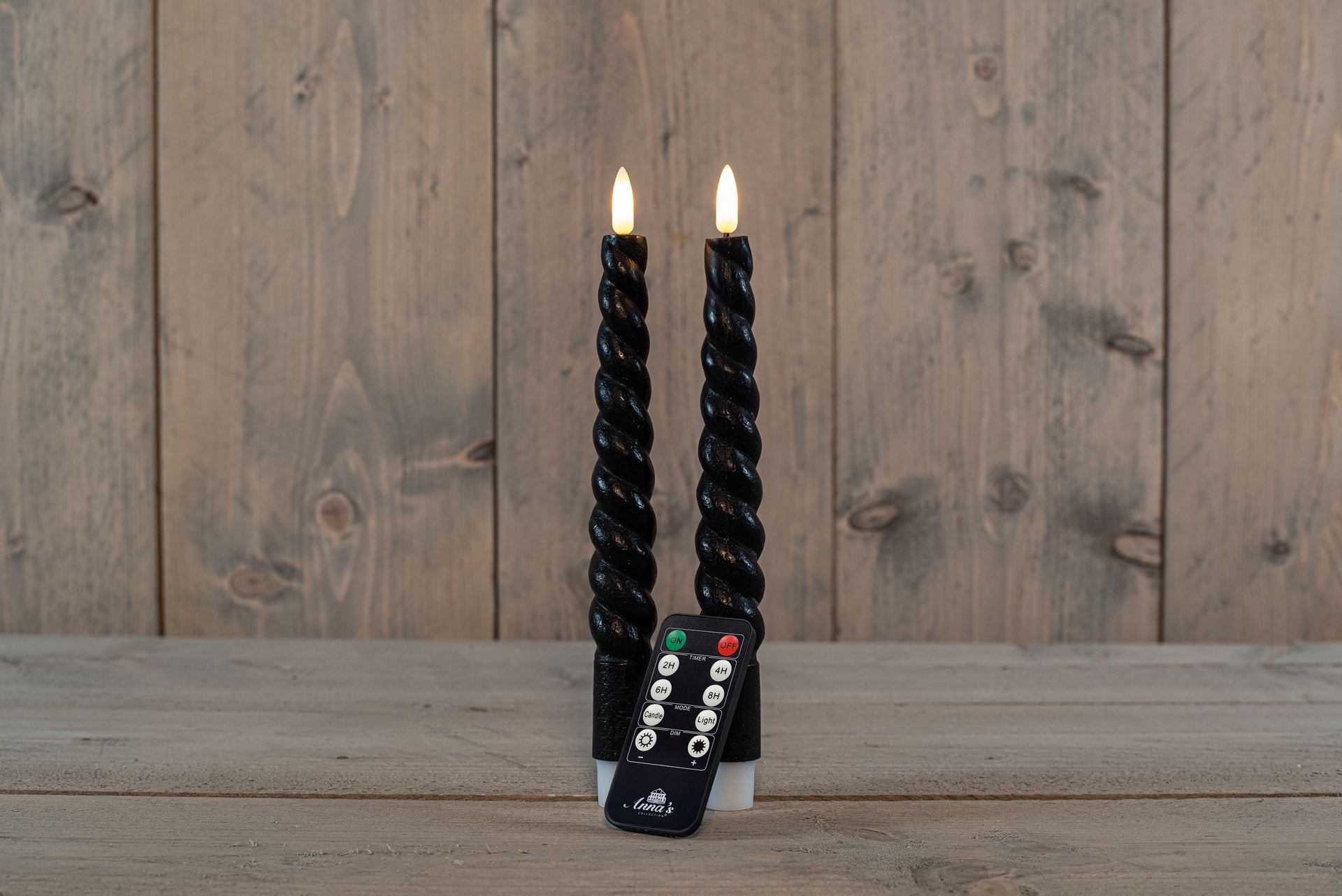 B-O-2st-Zwart-Swirl-Wax-dinerkaars-23CM-3D-lont-met-afstandsbediening-Excl-2x2AAA