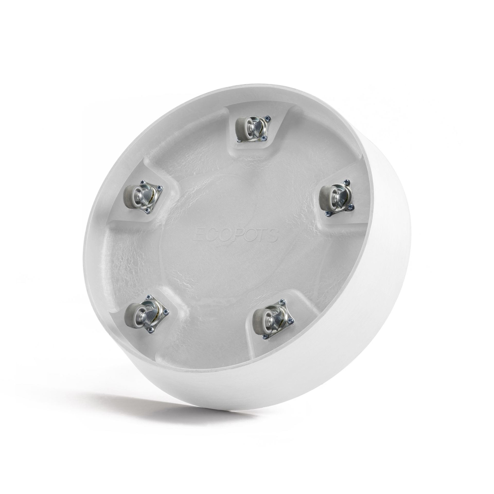 Ecopots onderschotel op wielen - Rond - Pure White - Diameter 34,1 x H9 cm