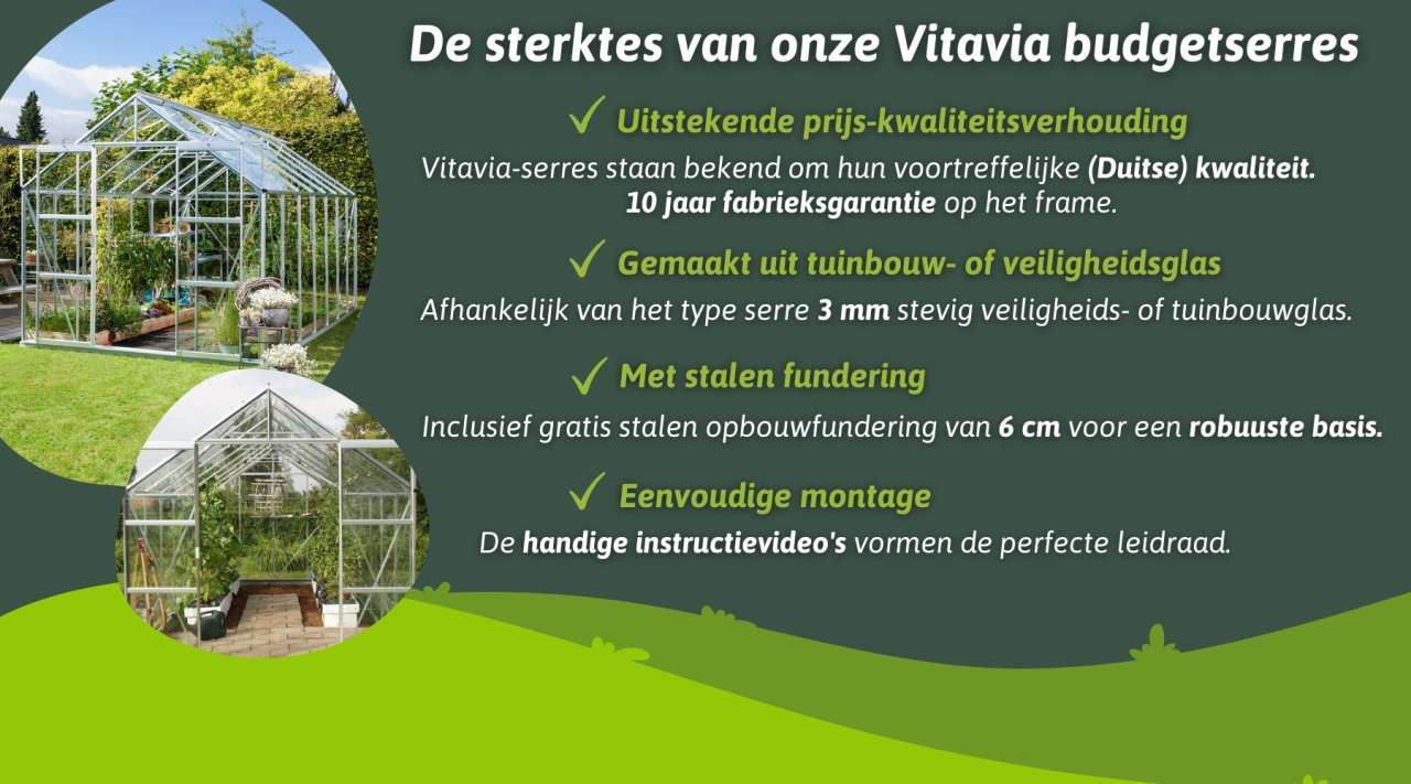 Vitavia Neptune Serre 6,7 m² tuinbouwglas - met fundering