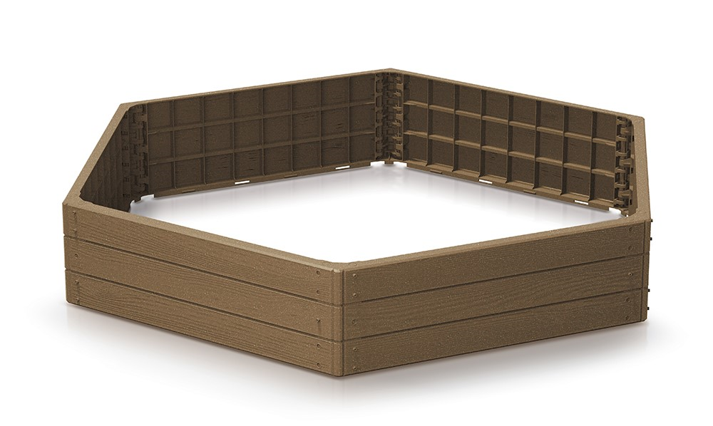 Prosperplast Base Woody Grow Box - 129 x 148 x 25 cm - Wood-look vegetable garden box