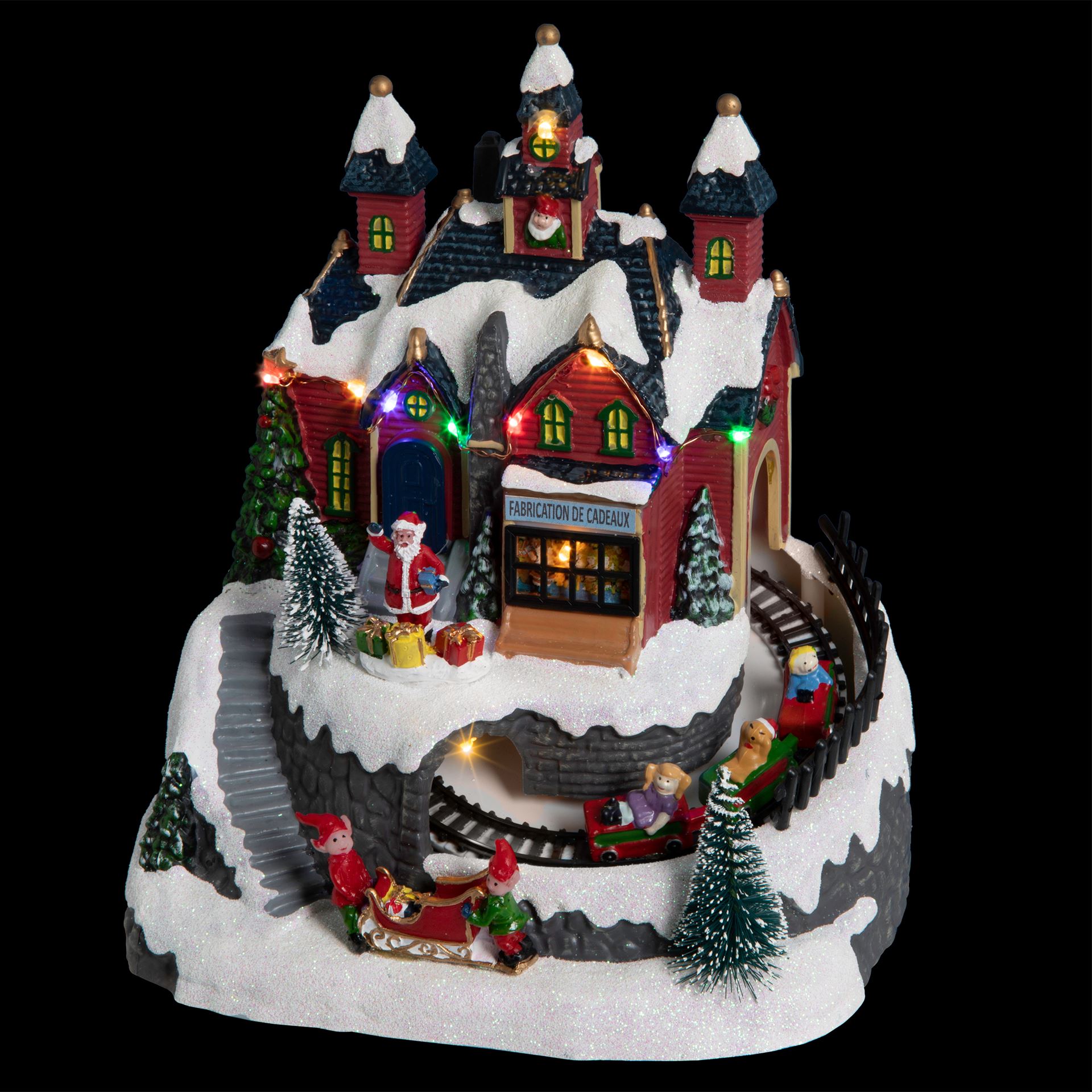 Kerstdorp-Kerstman-huis-met-trein