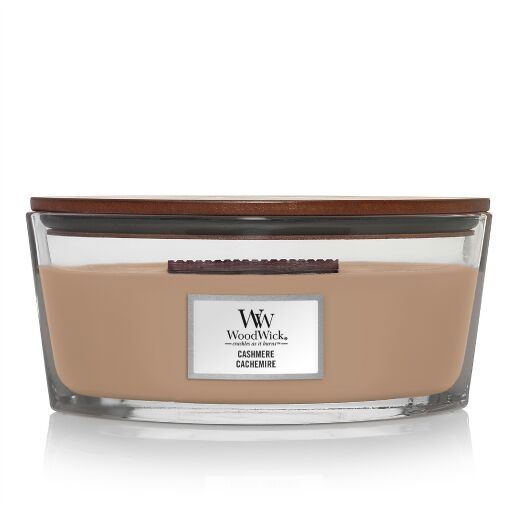WoodWick - Bougie parfumée Ellipse HearthWick Flame - Cashmere - Jusqu'à 50 heures de combustion