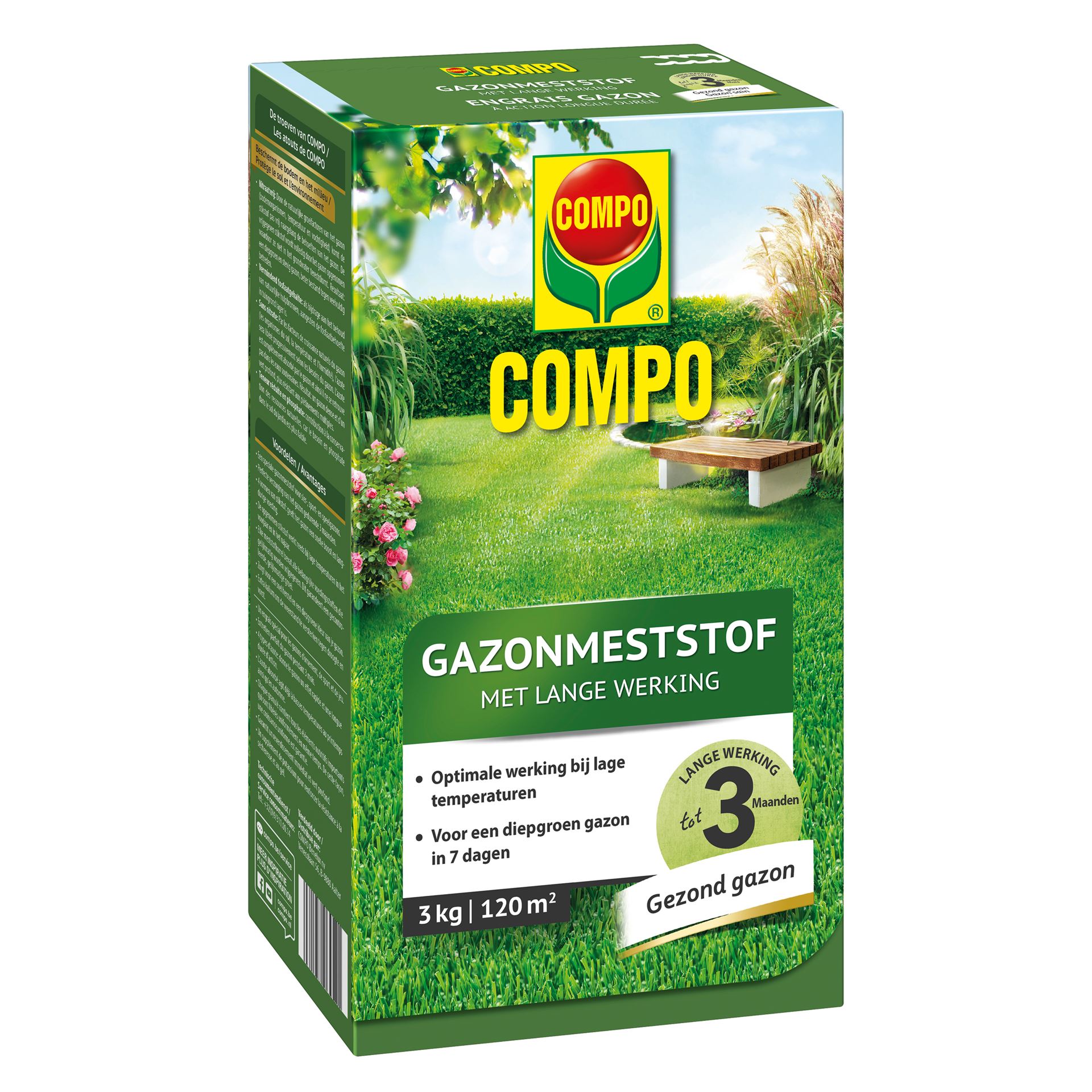 COMPO Lawn Fertilizer Long Working - environmentally friendly fertilizer - working 100 days - box 3kg (120 m²)