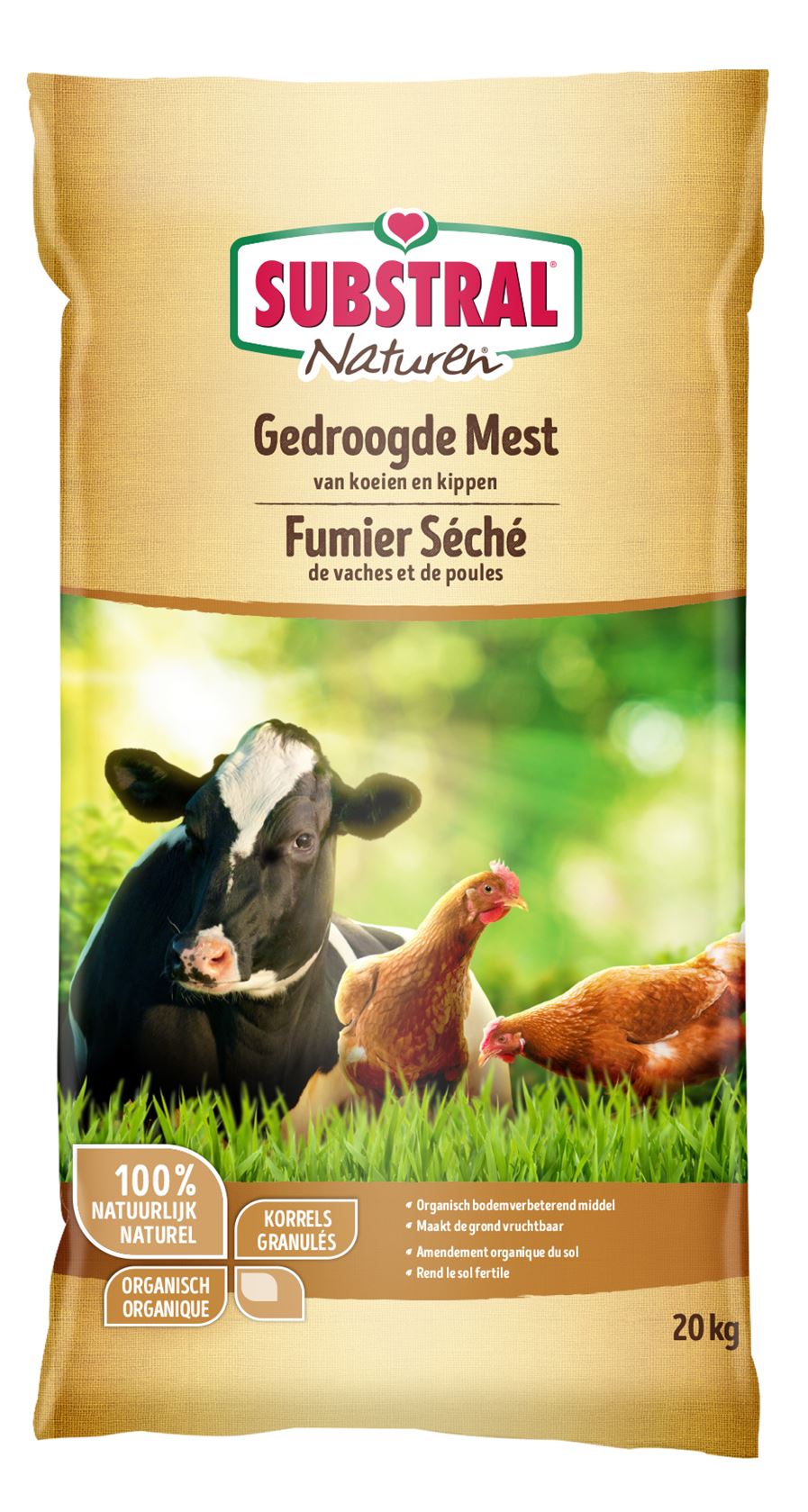 Substral naturen gedroogde mest van koeien en kippen 20kg