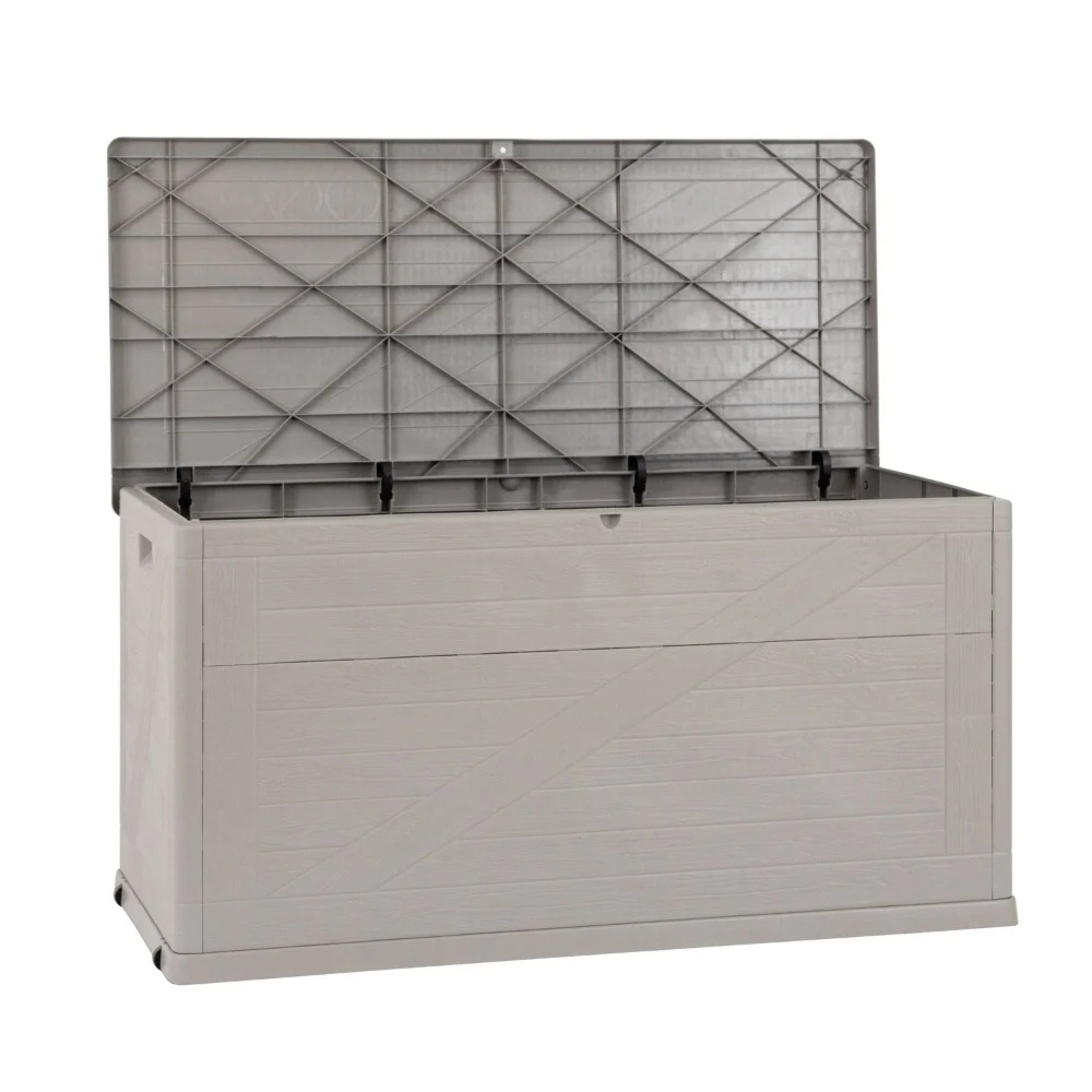 Toomax Wood Cushion Box - 420L - Warm Grey - Wood look - Inside size 113 x 49.5 x 59.5 cm - Outside size 120 x 63 x 56 cm