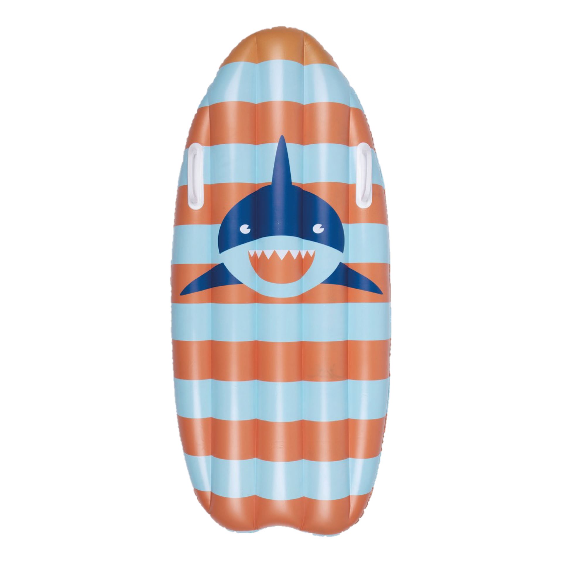 Luxe-opblaasbaar-surfbordoranje-blauw-met-haai-120-cm-met-handvat