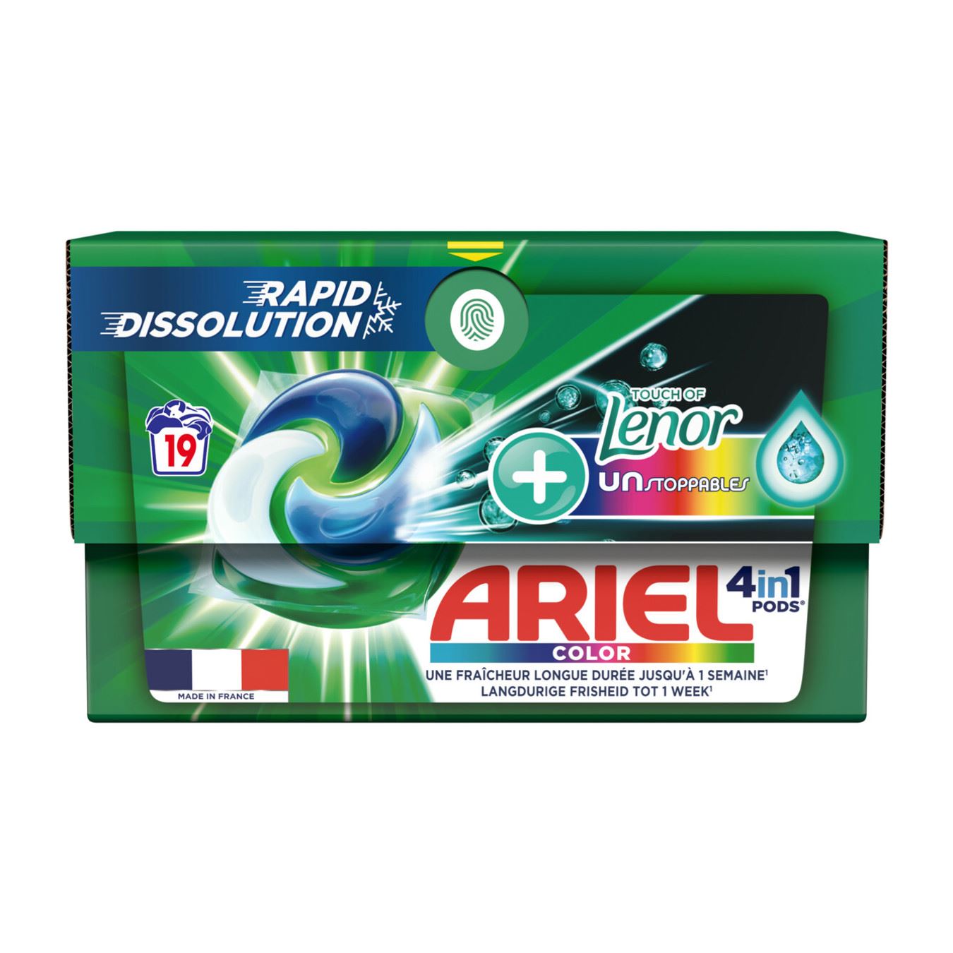 Ariel-pods-19pcs-4in1-Touch-of-Lenor-Unstoppables-kleur